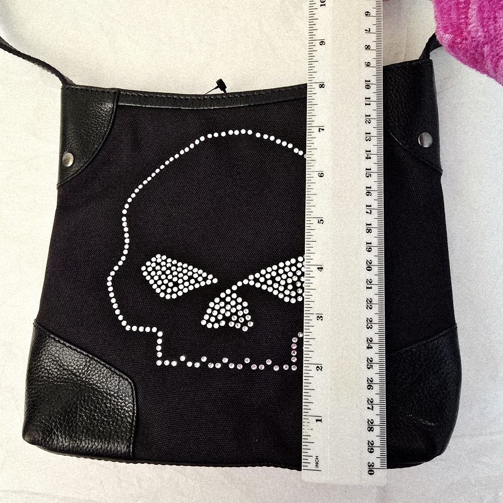 Harley Davidson Skull Bling Adjust Leather Strap Crossbody NWT - Picture 4 of 12